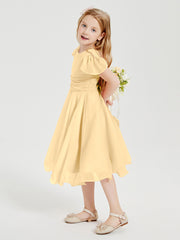 Tea Length Chiffon Junior Bridesmaid Dresses Gold