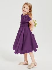 Tea Length Chiffon Junior Bridesmaid Dresses Grape