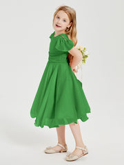 Tea Length Chiffon Junior Bridesmaid Dresses Green
