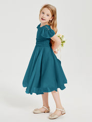 Tea Length Chiffon Junior Bridesmaid Dresses Ink Blue