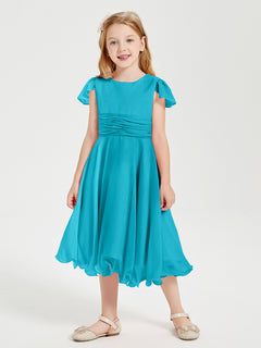 Tea Length Chiffon Junior Bridesmaid Dresses Jade