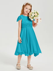 Tea Length Chiffon Junior Bridesmaid Dresses Jade