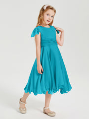 Tea Length Chiffon Junior Bridesmaid Dresses Jade