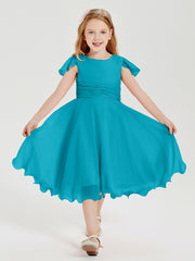 Tea Length Chiffon Junior Bridesmaid Dresses Jade