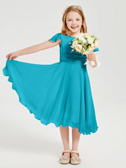 Tea Length Chiffon Junior Bridesmaid Dresses Jade