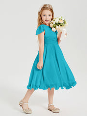Tea Length Chiffon Junior Bridesmaid Dresses Jade