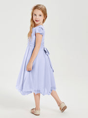 Tea Length Chiffon Junior Bridesmaid Dresses Lavender