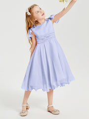 Tea Length Chiffon Junior Bridesmaid Dresses Lavender