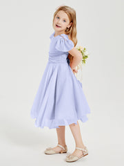Tea Length Chiffon Junior Bridesmaid Dresses Lavender