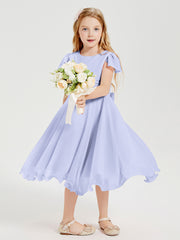 Tea Length Chiffon Junior Bridesmaid Dresses Lavender