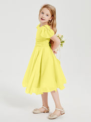 Tea Length Chiffon Junior Bridesmaid Dresses Lemon