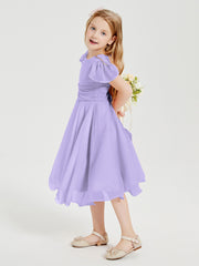 Tea Length Chiffon Junior Bridesmaid Dresses Lilac