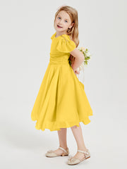 Tea Length Chiffon Junior Bridesmaid Dresses Marigold