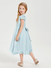Tea Length Chiffon Junior Bridesmaid Dresses Mist