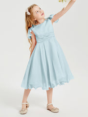 Tea Length Chiffon Junior Bridesmaid Dresses Mist