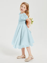Tea Length Chiffon Junior Bridesmaid Dresses Mist