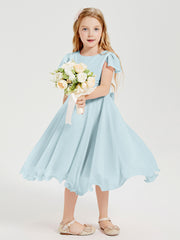 Tea Length Chiffon Junior Bridesmaid Dresses Mist