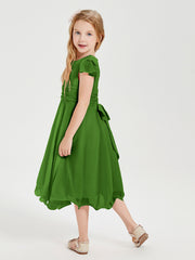 Tea Length Chiffon Junior Bridesmaid Dresses Moss