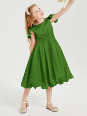 Tea Length Chiffon Junior Bridesmaid Dresses Moss