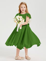 Tea Length Chiffon Junior Bridesmaid Dresses Moss