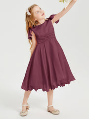 Tea Length Chiffon Junior Bridesmaid Dresses Mulberry