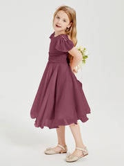 Tea Length Chiffon Junior Bridesmaid Dresses Mulberry