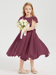 Tea Length Chiffon Junior Bridesmaid Dresses Mulberry