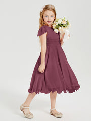 Tea Length Chiffon Junior Bridesmaid Dresses Mulberry