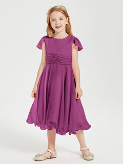 Tea Length Chiffon Junior Bridesmaid Dresses Orchid