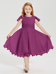 Tea Length Chiffon Junior Bridesmaid Dresses Orchid