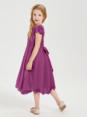 Tea Length Chiffon Junior Bridesmaid Dresses Orchid