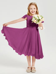 Tea Length Chiffon Junior Bridesmaid Dresses Orchid