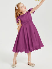 Tea Length Chiffon Junior Bridesmaid Dresses Orchid