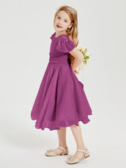 Tea Length Chiffon Junior Bridesmaid Dresses Orchid