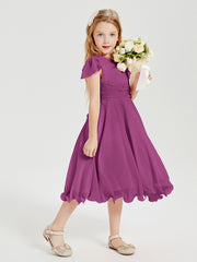 Tea Length Chiffon Junior Bridesmaid Dresses Orchid
