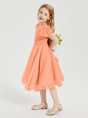 Tea Length Chiffon Junior Bridesmaid Dresses Papaya