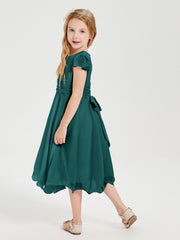 Tea Length Chiffon Junior Bridesmaid Dresses Peacock