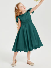 Tea Length Chiffon Junior Bridesmaid Dresses Peacock