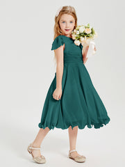 Tea Length Chiffon Junior Bridesmaid Dresses Peacock