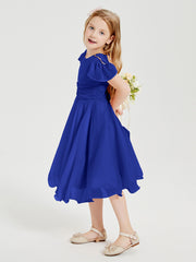 Tea Length Chiffon Junior Bridesmaid Dresses Royal Blue