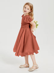 Tea Length Chiffon Junior Bridesmaid Dresses Rust