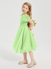 Tea Length Chiffon Junior Bridesmaid Dresses Sage