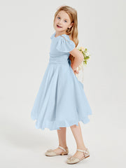 Tea Length Chiffon Junior Bridesmaid Dresses Sky Blue