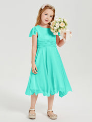 Tea Length Chiffon Junior Bridesmaid Dresses Spa