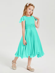 Tea Length Chiffon Junior Bridesmaid Dresses Spa