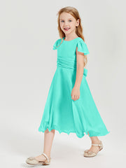 Tea Length Chiffon Junior Bridesmaid Dresses Spa