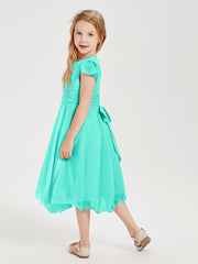 Tea Length Chiffon Junior Bridesmaid Dresses Spa