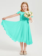Tea Length Chiffon Junior Bridesmaid Dresses Spa