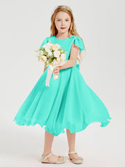 Tea Length Chiffon Junior Bridesmaid Dresses Spa