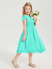 Tea Length Chiffon Junior Bridesmaid Dresses Spa